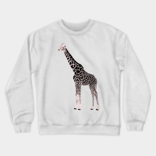 Cute Pink Black Giraffe Animal White Design Crewneck Sweatshirt
